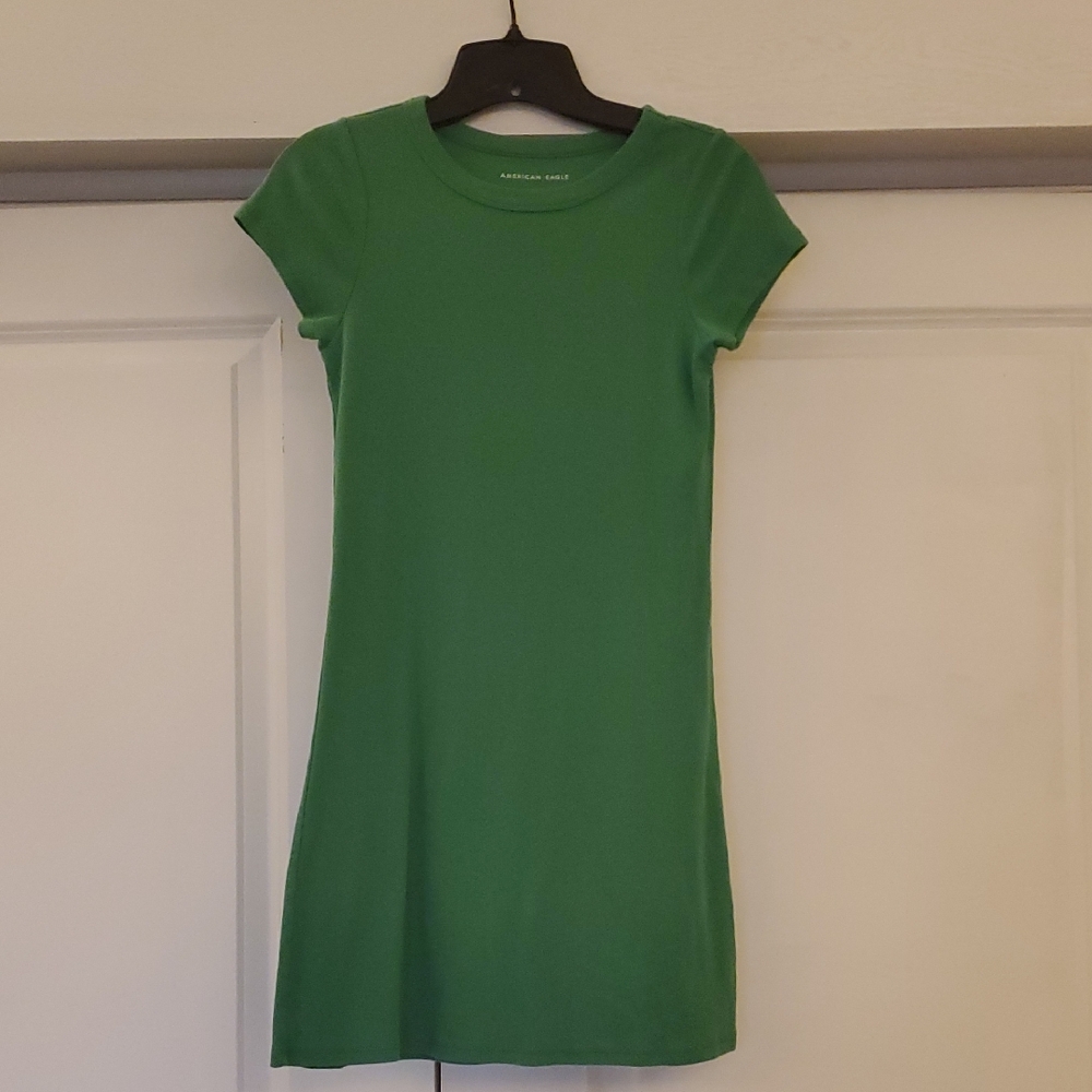 American Eagle Green Short Sleeve T-Shirt Dress
